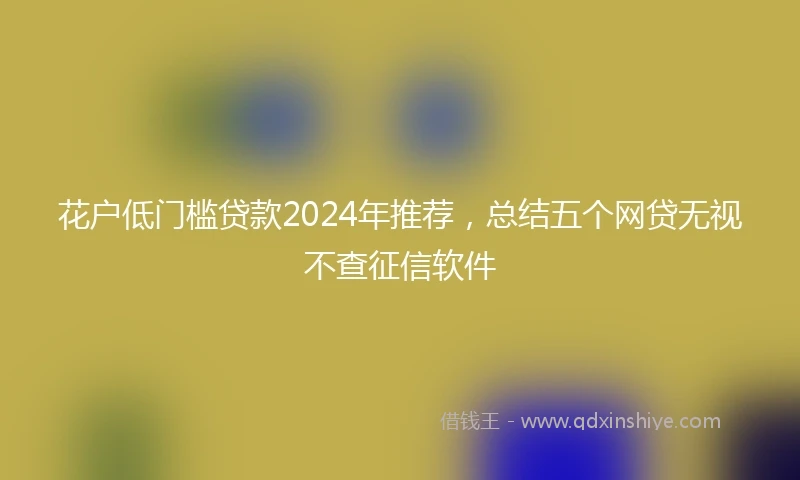花户低门槛贷款2024年推荐，总结五个网贷无视不查征信软件
