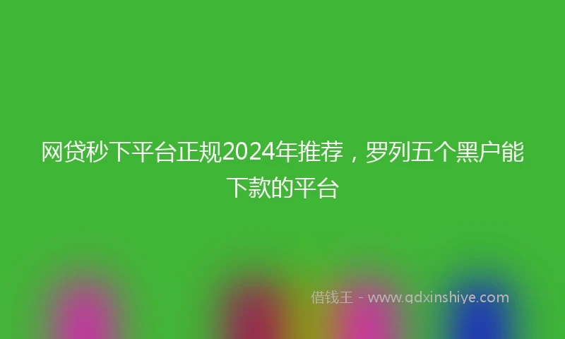 网贷秒下平台正规2024年推荐，罗列五个黑户能下款的平台