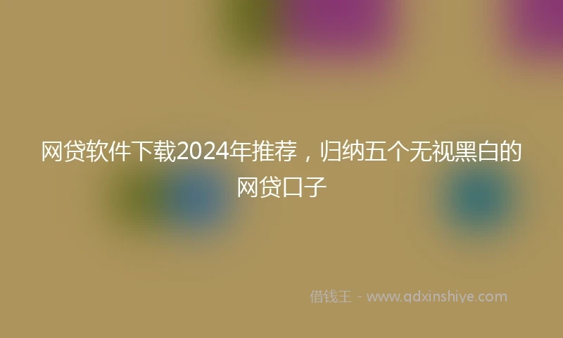 网贷软件下载2024年推荐，归纳五个无视黑白的网贷口子