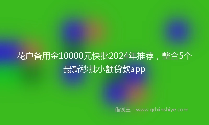 花户备用金10000元快批2024年推荐，整合5个最新秒批小额贷款app