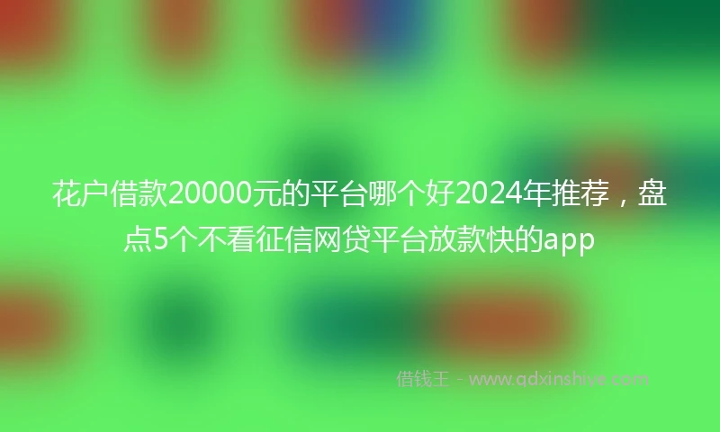 花户借款20000元的平台哪个好2024年推荐，盘点5个不看征信网贷平台放款快的app