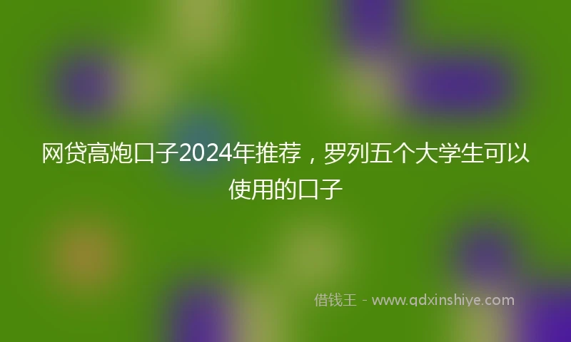 网贷高炮口子2024年推荐,罗列五个大学生可以使用的口子