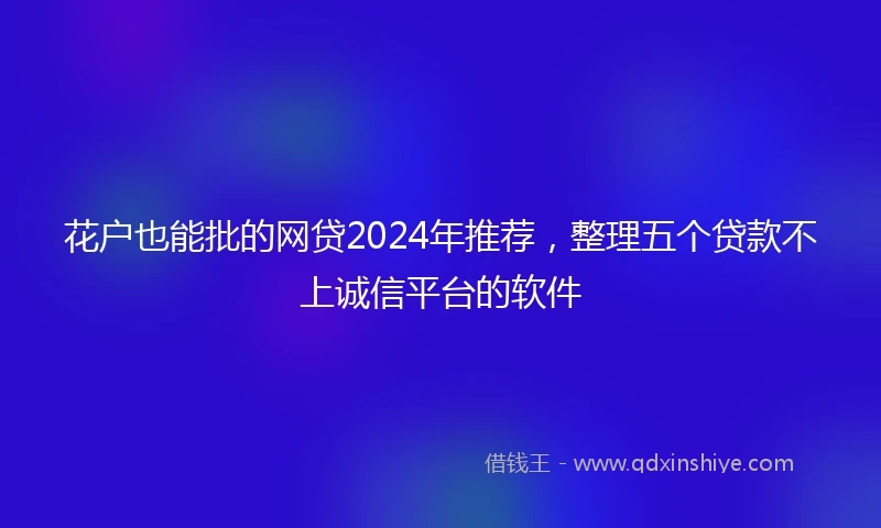 花户也能批的网贷2024年推荐，整理五个贷款不上诚信平台的软件