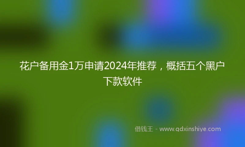 花户备用金1万申请2024年推荐，概括五个黑户下款软件