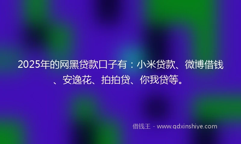 2025年的网黑贷款口子有：小米贷款、微博借钱、安逸花、拍拍贷、你我贷等。
