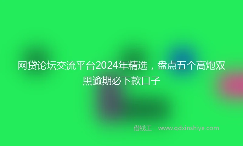 网贷论坛交流平台2024年精选，盘点五个高炮双黑逾期必下款口子