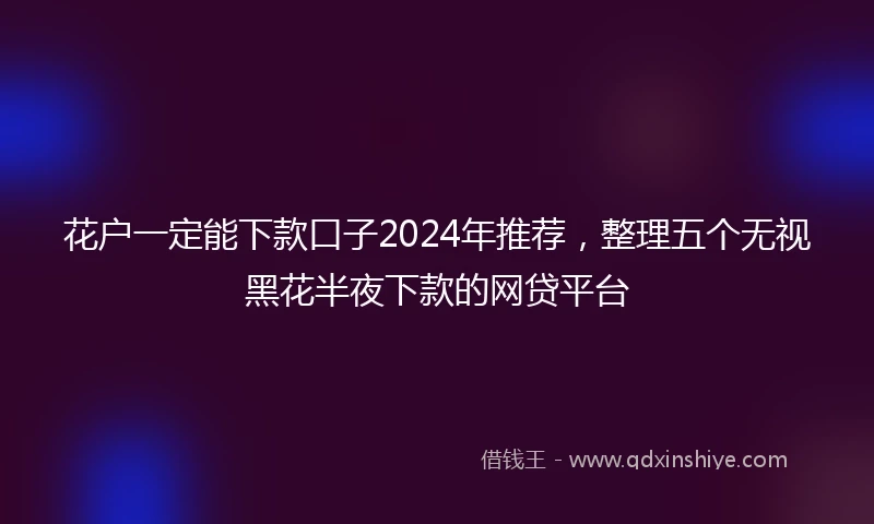 花户一定能下款口子2024年推荐，整理五个无视黑花半夜下款的网贷平台