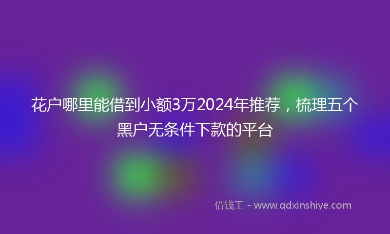 花户哪里能借到小额3万2024年推荐，梳理五个黑户无条件下款的平台