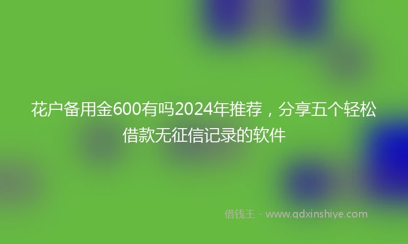 花户备用金600有吗2024年推荐，分享五个轻松借款无征信记录的软件