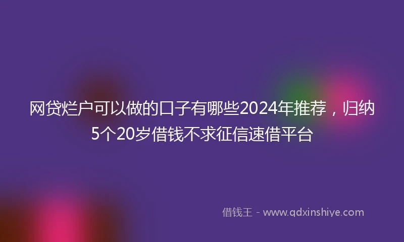 网贷烂户可以做的口子有哪些2024年推荐，归纳5个20岁借钱不求征信速借平台