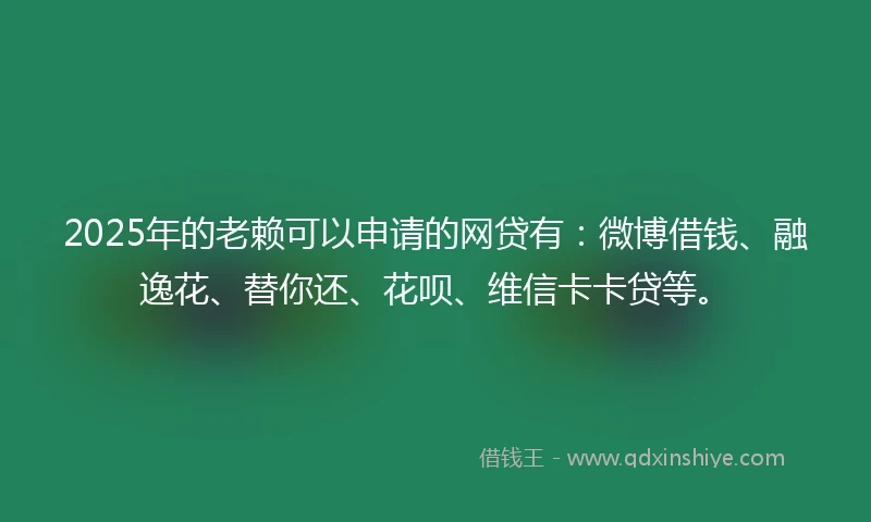 2025年的老赖可以申请的网贷有：微博借钱、融逸花、替你还、花呗、维信卡卡贷等。