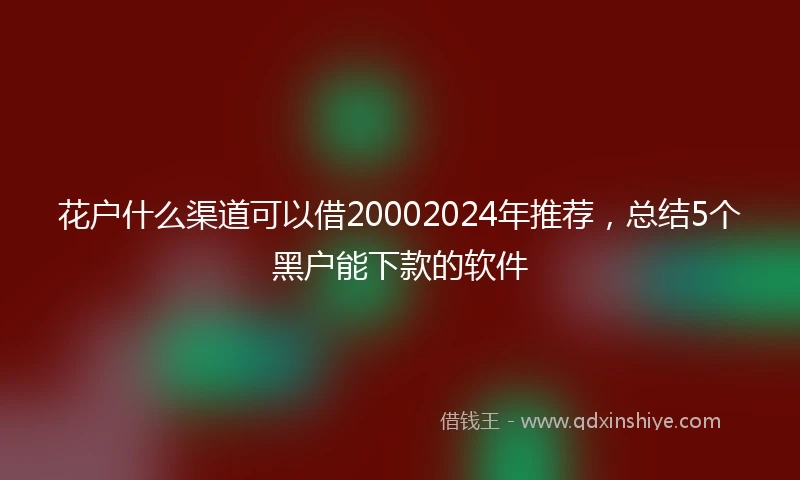 花户什么渠道可以借20002024年推荐，总结5个黑户能下款的软件