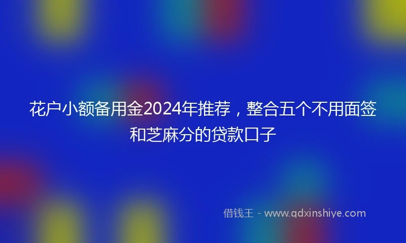 花户小额备用金2024年推荐，整合五个不用面签和芝麻分的贷款口子