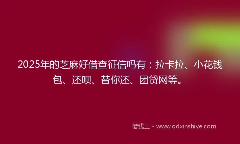 2025年的芝麻好借查征信吗有：拉卡拉、小花钱包、还呗、替你还、团贷网等。