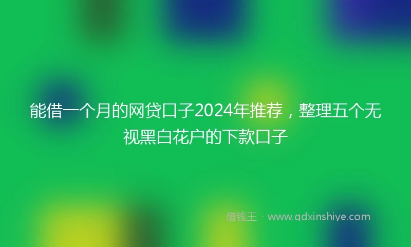 能借一个月的网贷口子2024年推荐，整理五个无视黑白花户的下款口子