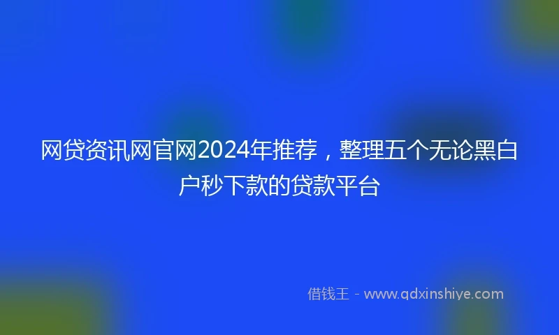 网贷资讯网官网2024年推荐,整理五个无论黑白户秒下款的贷款平台