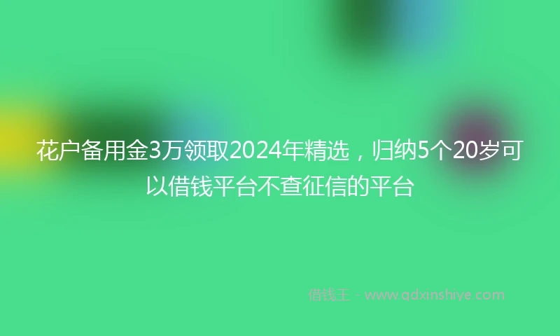 花户备用金3万领取2024年精选，归纳5个20岁可以借钱平台不查征信的平台