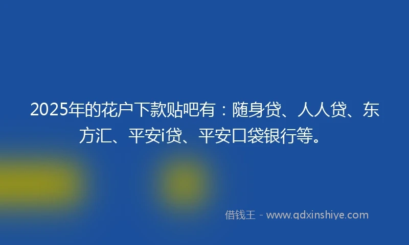 2025年的花户下款贴吧有：随身贷、人人贷、东方汇、平安i贷、平安口袋银行等。