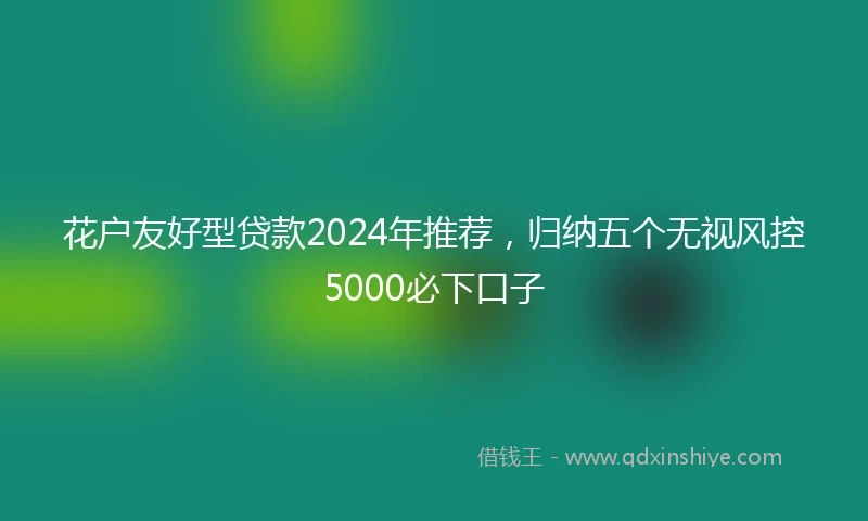 花户友好型贷款2024年推荐，归纳五个无视风控5000必下口子