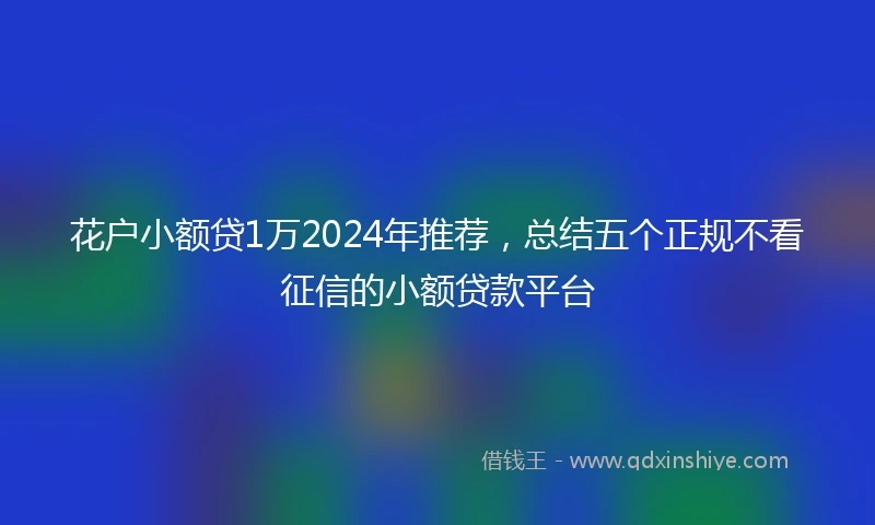 花户小额贷1万2024年推荐，总结五个正规不看征信的小额贷款平台