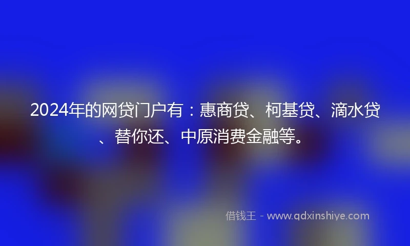 2024年的网贷门户有：惠商贷、柯基贷、滴水贷、替你还、中原消费金融等。