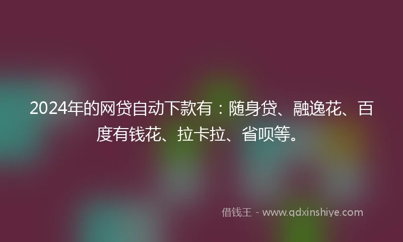 2024年的网贷自动下款有：随身贷、融逸花、百度有钱花、拉卡拉、省呗等。