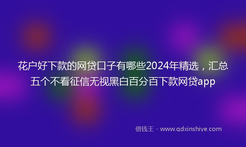 花户好下款的网贷口子有哪些2024年精选，汇总五个不看征信无视黑白百分百下款网贷app