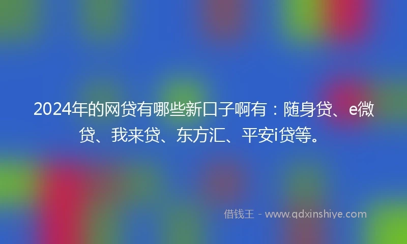 2024年的网贷有哪些新口子啊有：随身贷、e微贷、我来贷、东方汇、平安i贷等。