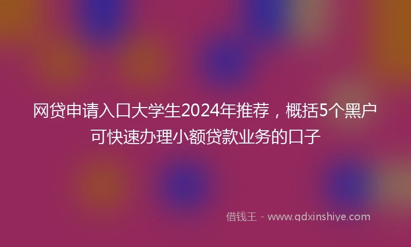 网贷申请入口大学生2024年推荐,概括5个黑户可快速办理小额贷款业务的口子