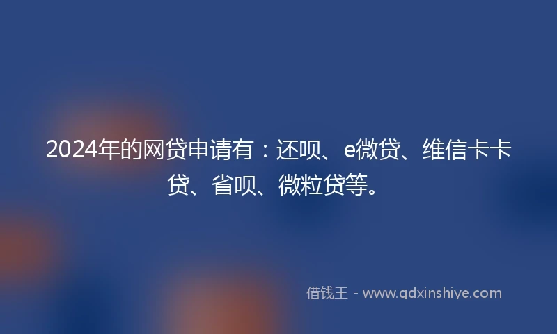2024年的网贷申请有：还呗、e微贷、维信卡卡贷、省呗、微粒贷等。