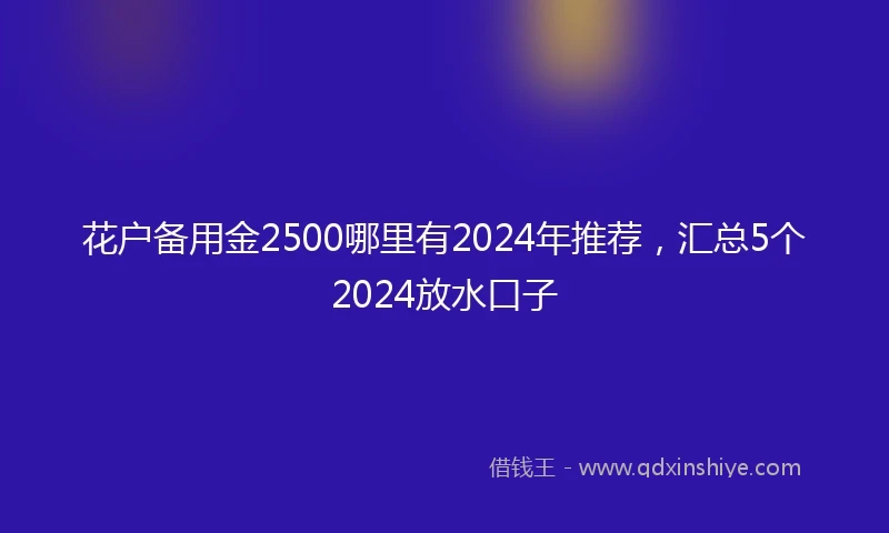 花户备用金2500哪里有2024年推荐,汇总5个2024放水口子