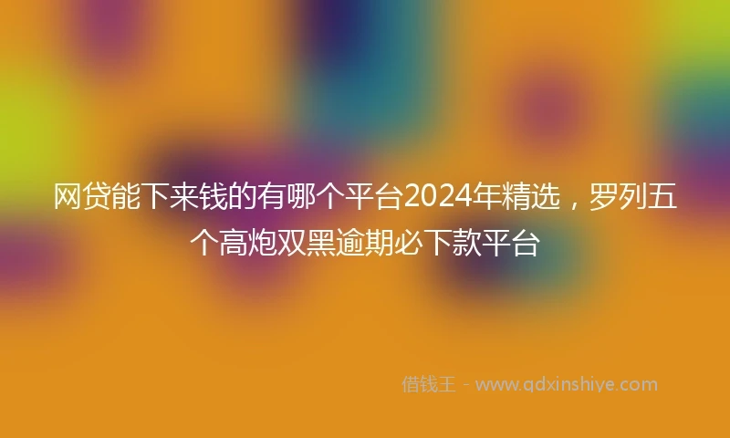 网贷能下来钱的有哪个平台2024年精选，罗列五个高炮双黑逾期必下款平台