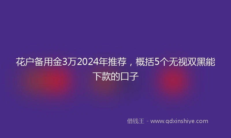 花户备用金3万2024年推荐，概括5个无视双黑能下款的口子