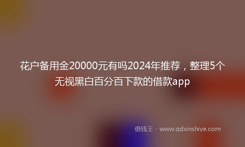 花户备用金20000元有吗2024年推荐，整理5个无视黑白百分百下款的借款app