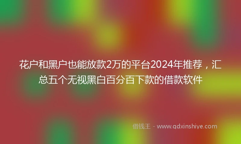 花户和黑户也能放款2万的平台2024年推荐，汇总五个无视黑白百分百下款的借款软件