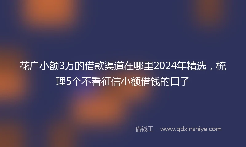 花户小额3万的借款渠道在哪里2024年精选，梳理5个不看征信小额借钱的口子