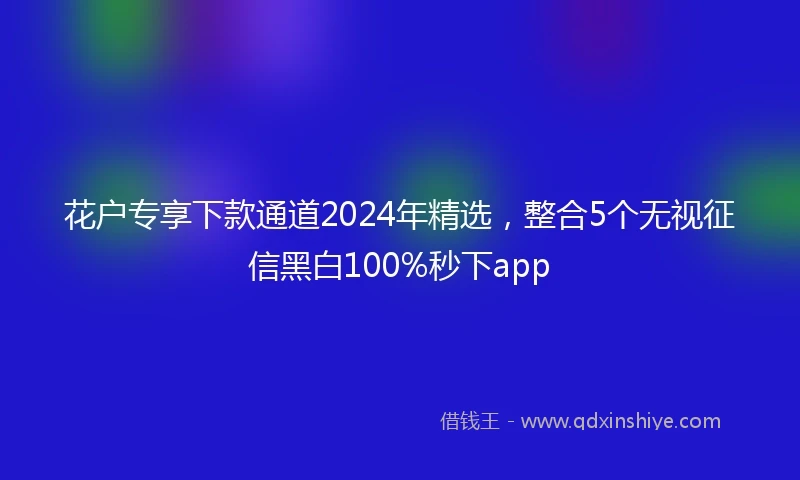 花户专享下款通道2024年精选，整合5个无视征信黑白100%秒下app