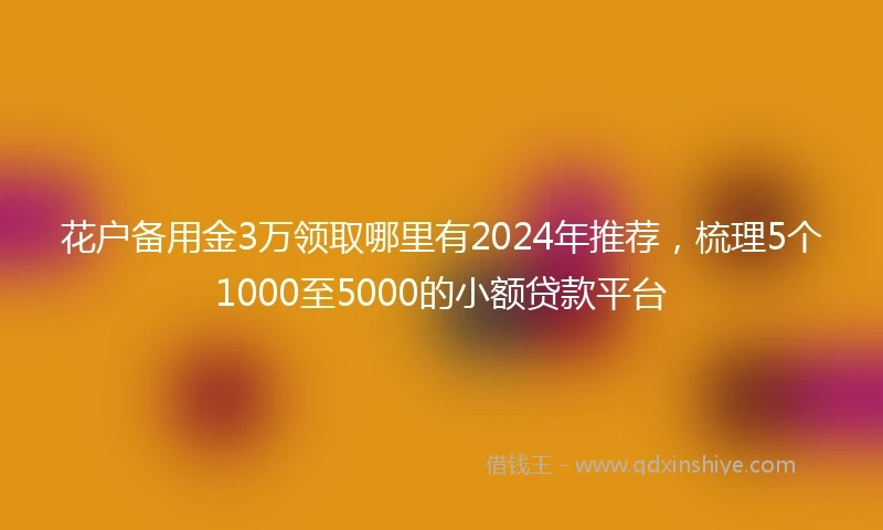 花户备用金3万领取哪里有2024年推荐，梳理5个1000至5000的小额贷款平台