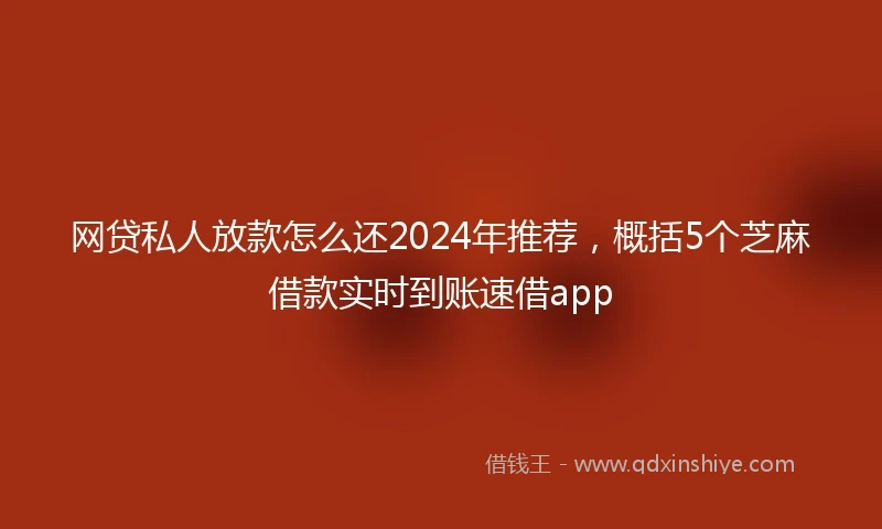网贷私人放款怎么还2024年推荐，概括5个芝麻借款实时到账速借app