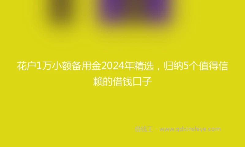 花户1万小额备用金2024年精选，归纳5个值得信赖的借钱口子