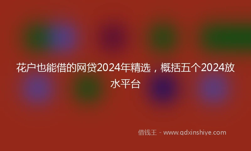 花户也能借的网贷2024年精选，概括五个2024放水平台
