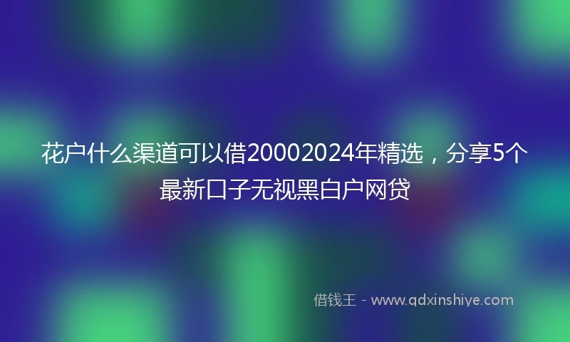 花户什么渠道可以借20002024年精选，分享5个最新口子无视黑白户网贷