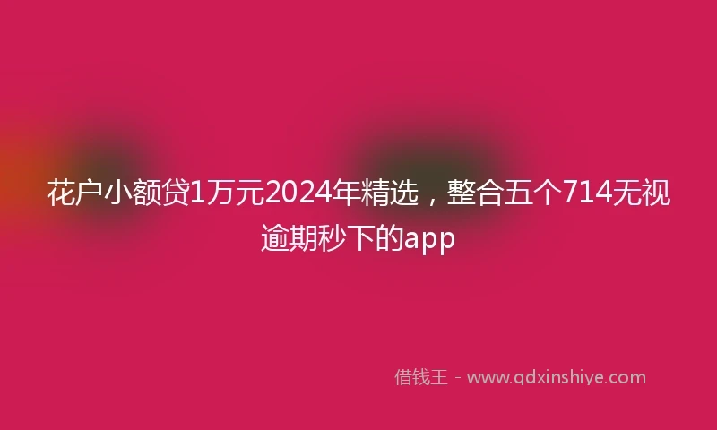 花户小额贷1万元2024年精选，整合五个714无视逾期秒下的app