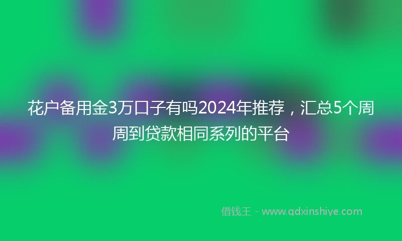 花户备用金3万口子有吗2024年推荐，汇总5个周周到贷款相同系列的平台