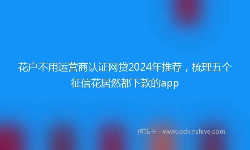 花户不用运营商认证网贷2024年推荐，梳理五个征信花居然都下款的app