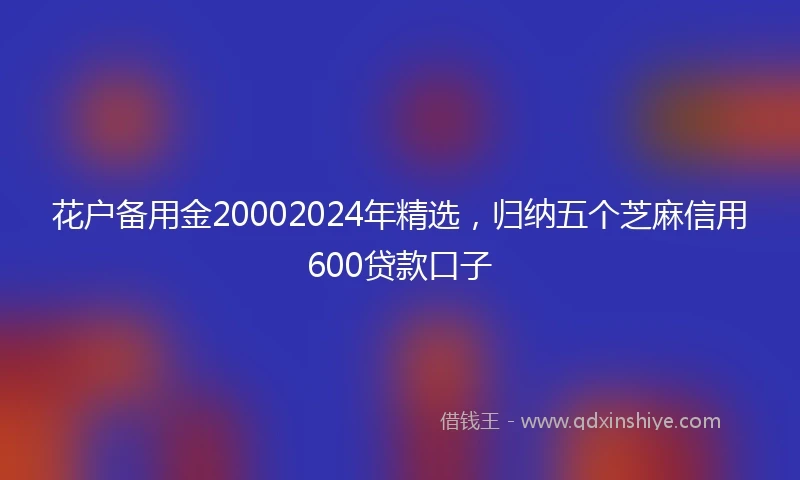 花户备用金20002024年精选，归纳五个芝麻信用600贷款口子
