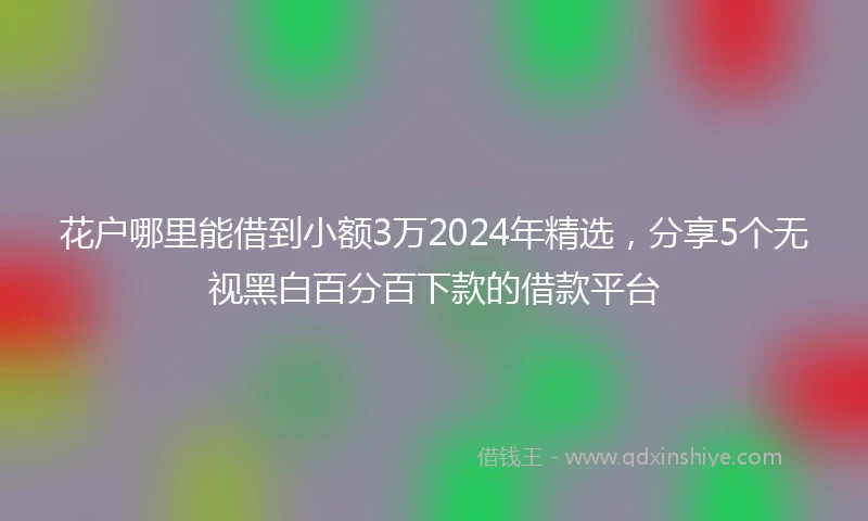 花户哪里能借到小额3万2024年精选，分享5个无视黑白百分百下款的借款平台