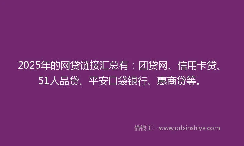 2025年的网贷链接汇总有：团贷网、信用卡贷、51人品贷、平安口袋银行、惠商贷等。