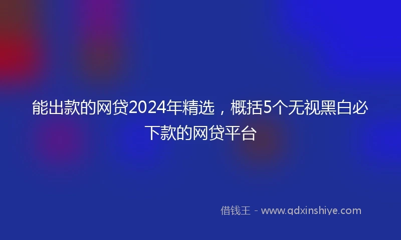 能出款的网贷2024年精选，概括5个无视黑白必下款的网贷平台
