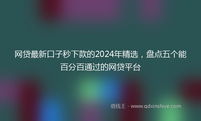 网贷最新口子秒下款的2024年精选，盘点五个能百分百通过的网贷平台